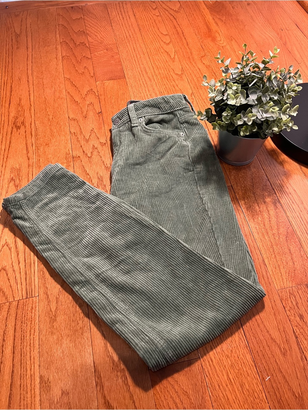 BDG Urban Outfitters Olive Green Corduroy Straight-Leg Pants